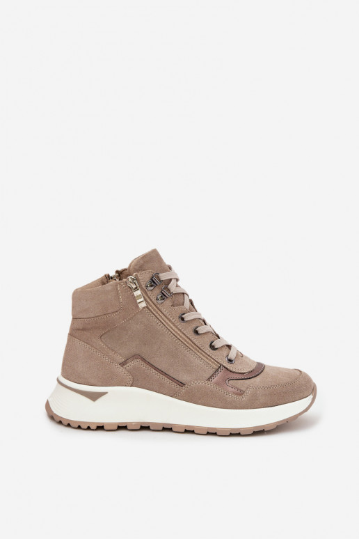 Botas Estilo deportivo Femenino con una plataformaActivadoturalnego de gamuzau Zazoo Z1239 beige