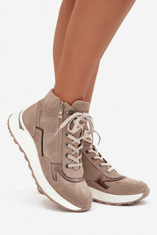 Botas Estilo deportivo Femenino con una plataformaActivadoturalnego de gamuzau Zazoo Z1239 beige