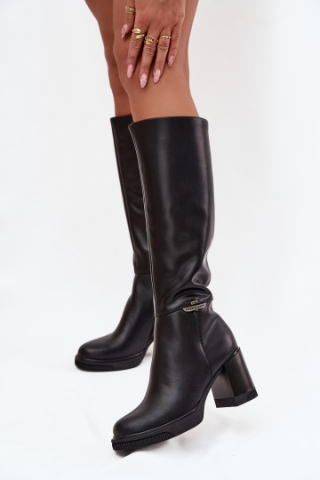 botas zapatos largos FemeninoActivadoturalnej Skóry con tacones calentamiento Vinceza 66826 de color negro 2