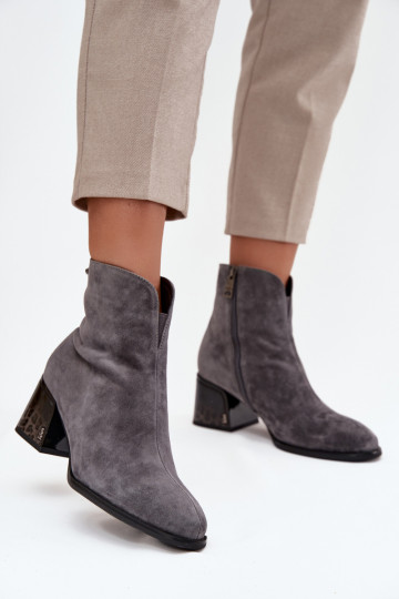 Botas de mujerActivadoturalnego de gamuzau con tacones calentamiento Vinceza 66806 color gris