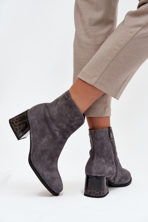 Botas de mujerActivadoturalnego de gamuzau con tacones calentamiento Vinceza 66806 color gris