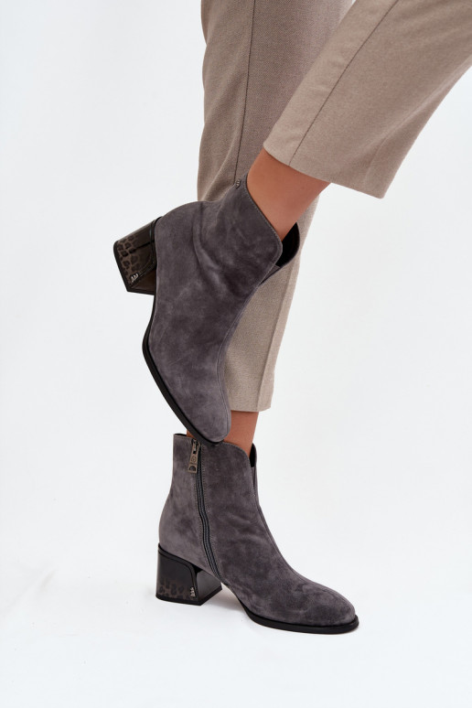Botas de mujerActivadoturalnego de gamuzau con tacones calentamiento Vinceza 66806 color gris