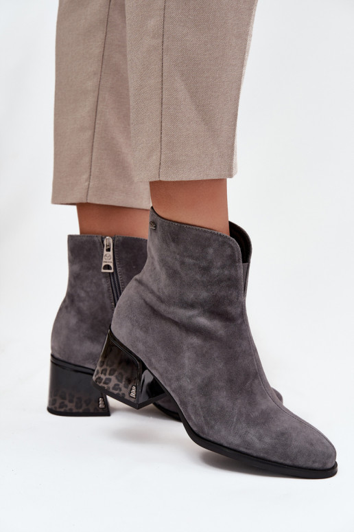 Botas de mujerActivadoturalnego de gamuzau con tacones calentamiento Vinceza 66806 color gris