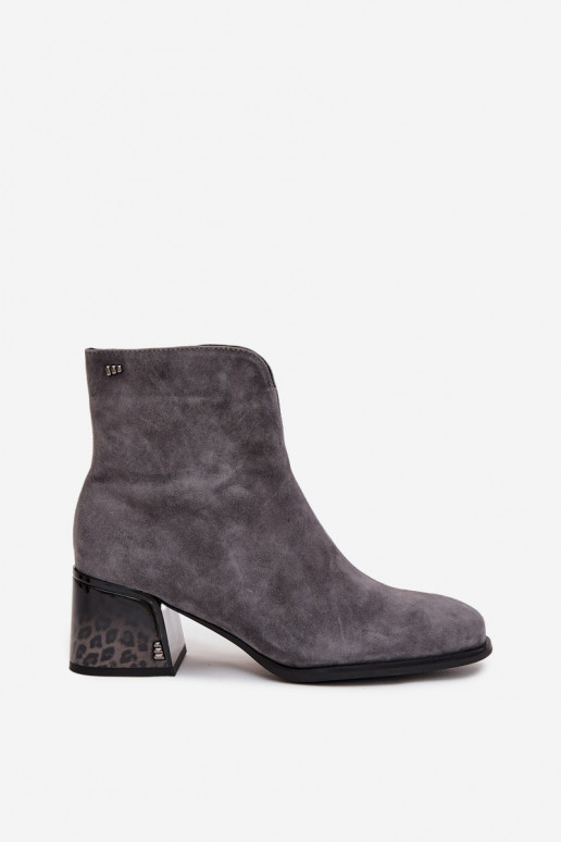 Botas de mujerActivadoturalnego de gamuzau con tacones calentamiento Vinceza 66806 color gris