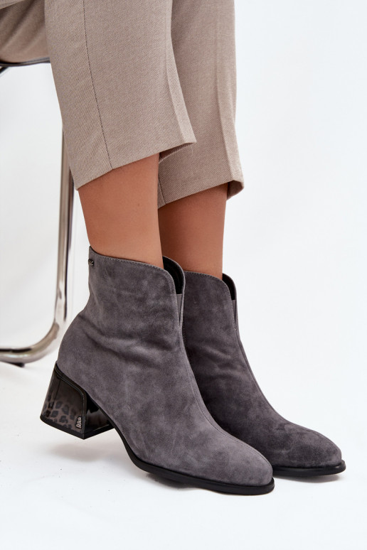 Botas de mujerActivadoturalnego de gamuzau con tacones calentamiento Vinceza 66806 color gris
