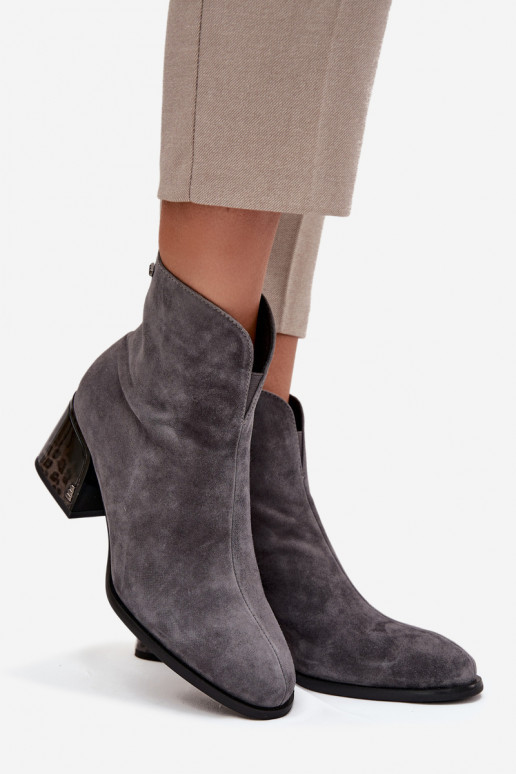 Botas de mujerActivadoturalnego de gamuzau con tacones calentamiento Vinceza 66806 color gris