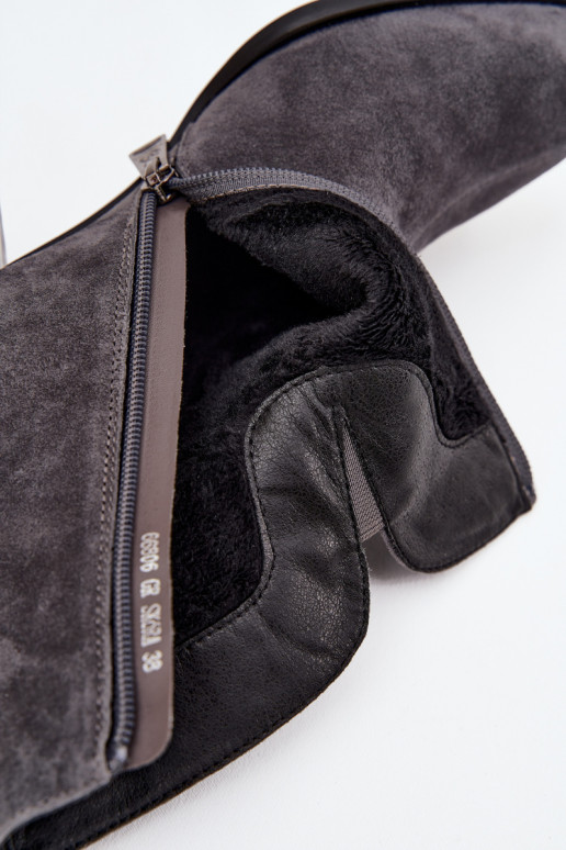 Botas de mujerActivadoturalnego de gamuzau con tacones calentamiento Vinceza 66806 color gris