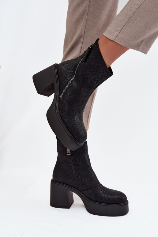 Piel calentamiento Botas de mujer y plataforma Vinceza 66831 de color negro