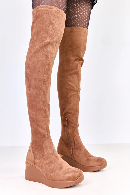 Brązowe kozaki ekozamszowe na...