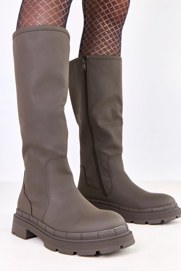 Botas largas verdes de piel sintética mate Delita 2