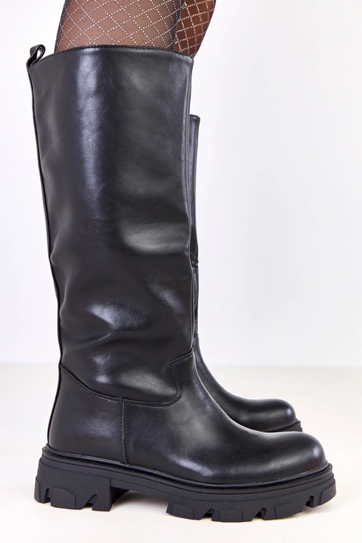 Botas largas negras de piel sintética...