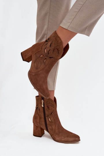 Ante calado Botas de mujer Zazoo 3647 color marrón