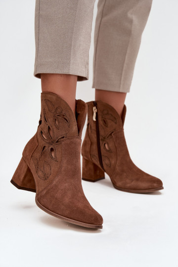 Ante calado Botas de mujer Zazoo 3647 color marrón 2