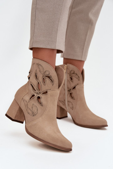 Ante calado Botas de mujer Zazoo 3647 beige 2