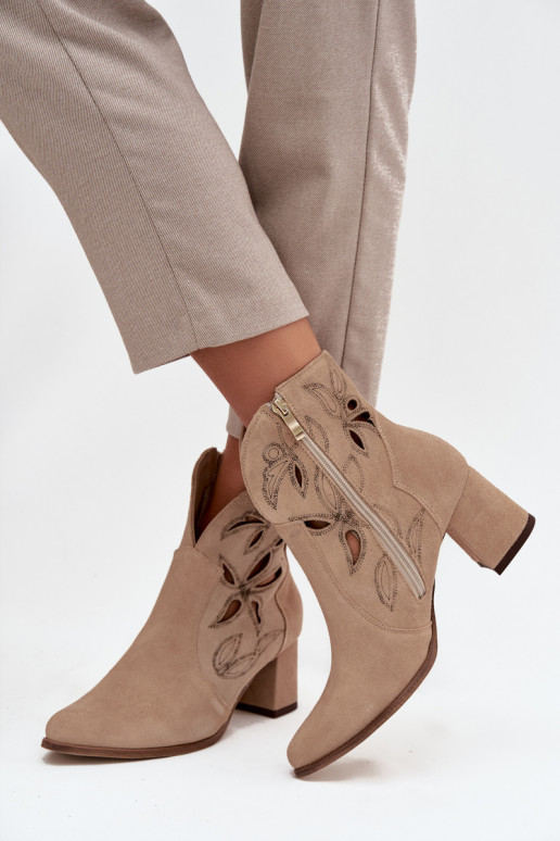 Ante calado Botas de mujer Zazoo 3647 beige