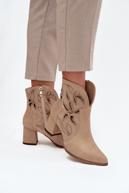 Ante calado Botas de mujer Zazoo 3647 beige