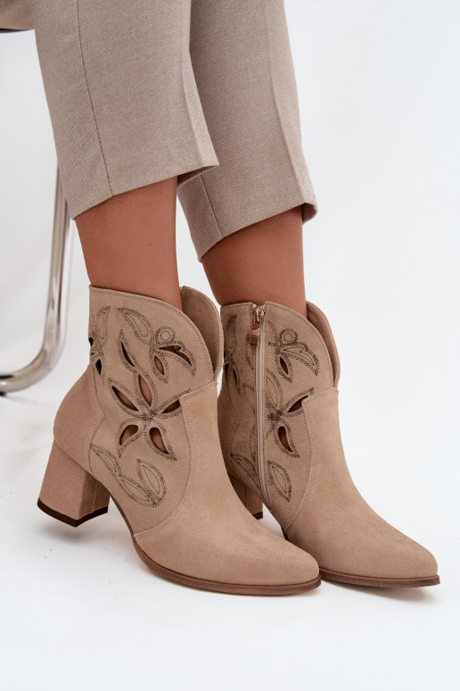 Ante calado Botas de mujer Zazoo 3647 beige