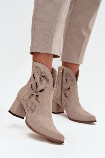 Ante calado Botas de mujer Zazoo 3647 color capuchino