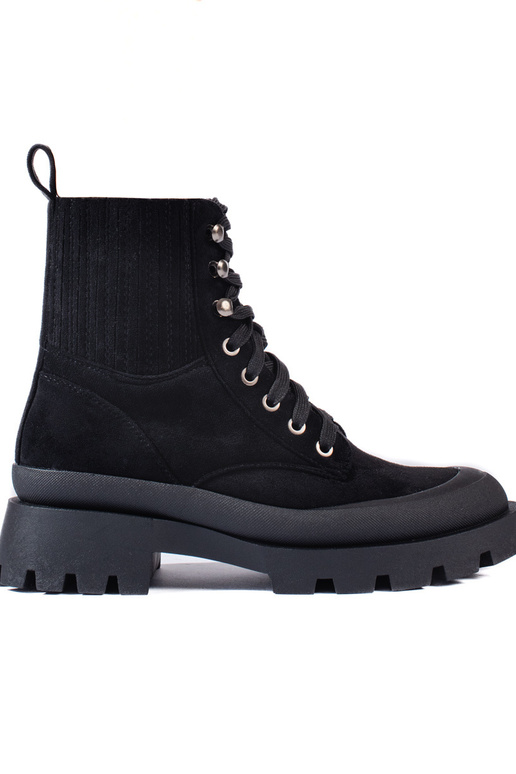 de color negro atado de gamuza zapatos