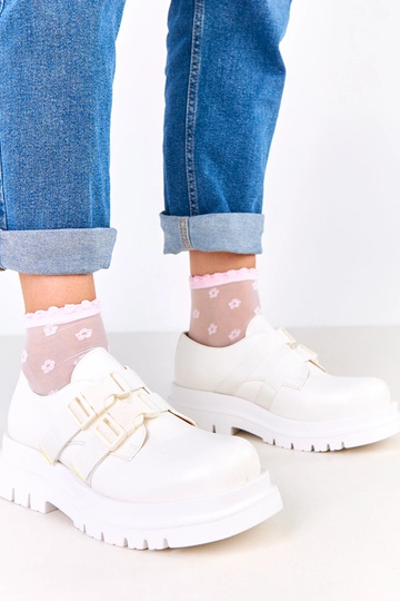 Białe damskie półbuty na... 2