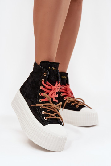 de gamuza calentamiento Zapatos de ocio con una plataforma GOE SS2N4046 de color negro 2