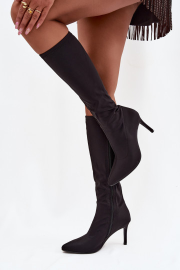  botas de mujer con tacones finos S.Barski HY52-513 de color negro