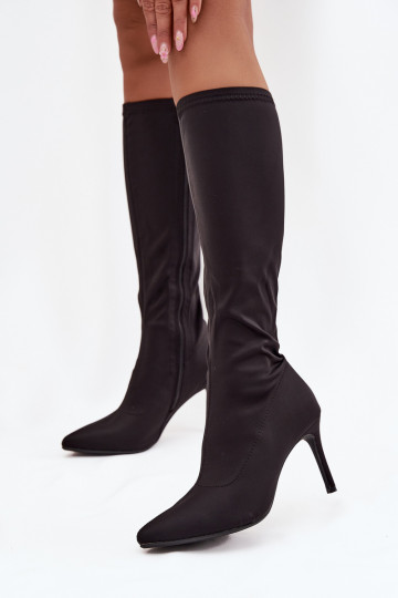  botas de mujer con tacones finos S.Barski HY52-513 de color negro 2