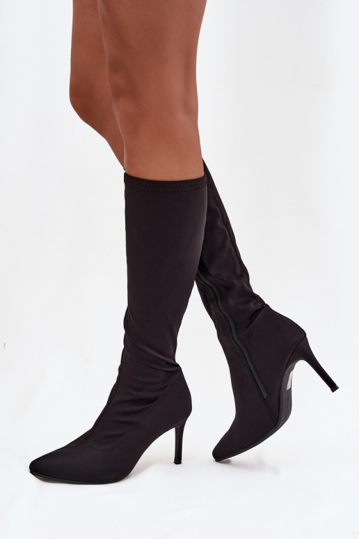  botas de mujer con tacones finos S.Barski HY52-513 de color negro