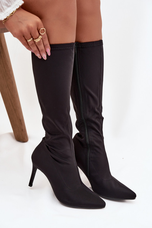  botas de mujer con tacones finos S.Barski HY52-513 de color negro