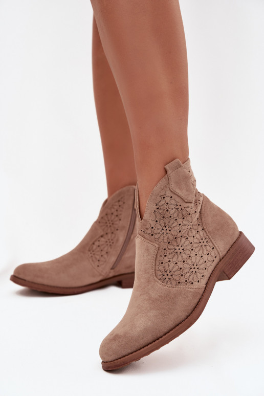 Botas de mujer con tacones anchos S.Barski HY52-532 beige