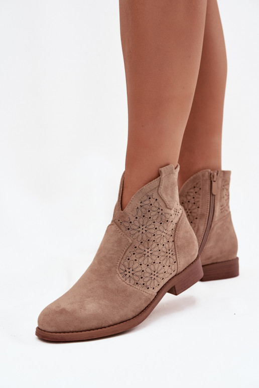 Botas de mujer con tacones anchos S.Barski HY52-532 beige