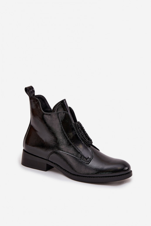 con efecto barniz calentamiento Botas de mujer Con decoraciones Detalem S.Barski HY52-525 de color negro