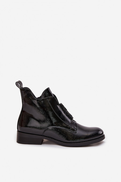 con efecto barniz calentamiento Botas de mujer Con decoraciones Detalem S.Barski HY52-525 de color negro