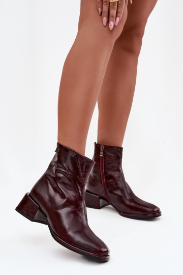 Botas de mujerActivadoturalnej Skóry reloj calentamiento D&A CR52-715 borgoña 2