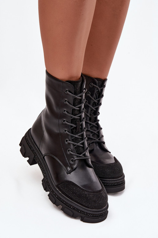 botines de trabajo Femenino calentamiento Con decoración S.Barski HY42-982 de color negro