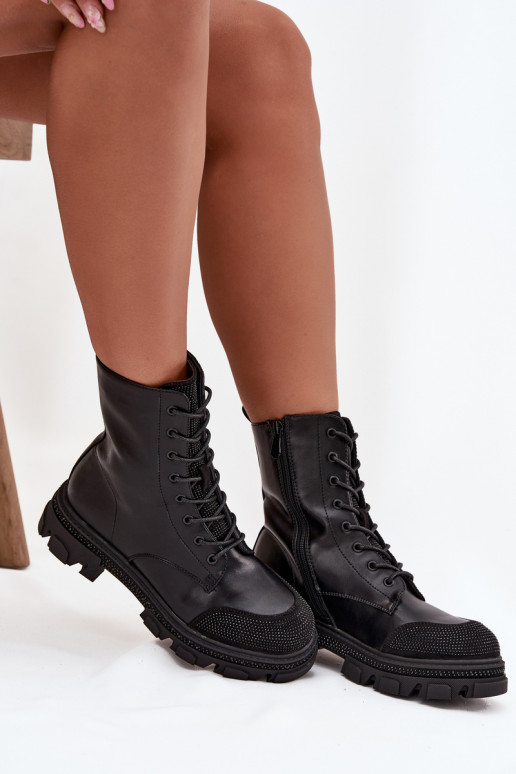 botines de trabajo Femenino calentamiento Con decoración S.Barski HY42-982 de color negro