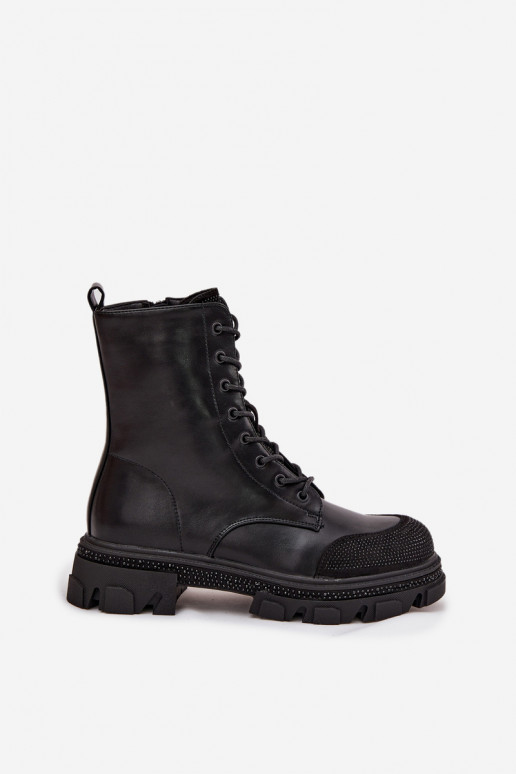 botines de trabajo Femenino calentamiento Con decoración S.Barski HY42-982 de color negro