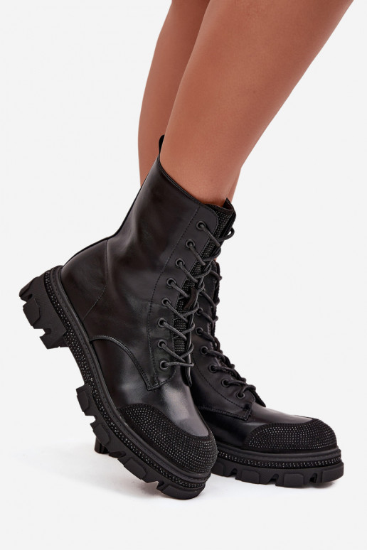 botines de trabajo Femenino calentamiento Con decoración S.Barski HY42-982 de color negro