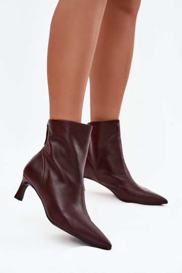 Botas de mujerActivadoturalnej Skóry con tacones D&A CR52-661 borgoña 2