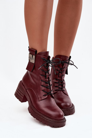 Piel botines de trabajo Femenino reloj Con decoraciones Detalem Artiker 57C0211 borgoña