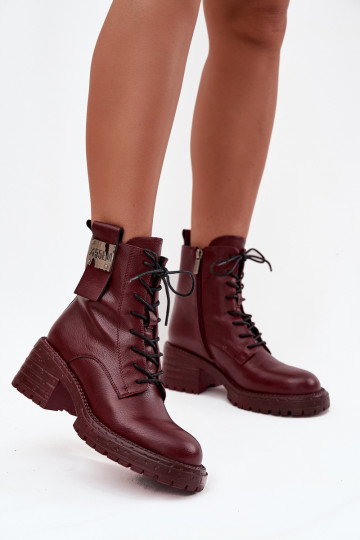 Piel botines de trabajo Femenino reloj Con decoraciones Detalem Artiker 57C0211 borgoña 2