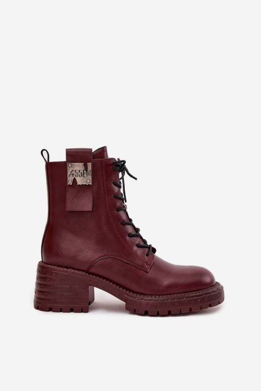 Piel botines de trabajo Femenino reloj Con decoraciones Detalem Artiker 57C0211 borgoña