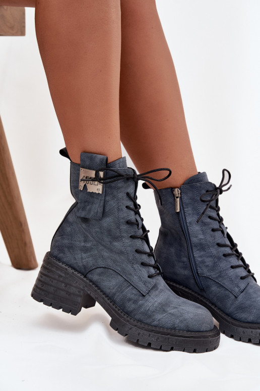 Piel botines de trabajo Femenino reloj Con decoraciones Detalem Artiker 57C0212 color azul Piel botines de trabajo Femenino reloj Con decoraciones Detalem Artiker 57C0212 color azul