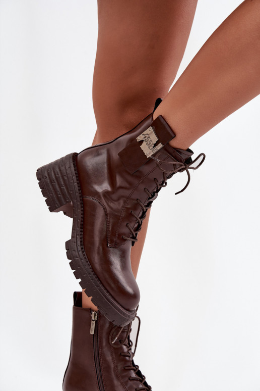 Piel botines de trabajo Femenino reloj Con decoraciones Detalem Artiker 57C0213 color marrón