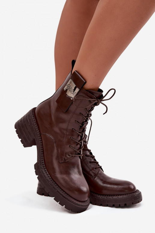 Piel botines de trabajo Femenino reloj Con decoraciones Detalem Artiker 57C0213 color marrón