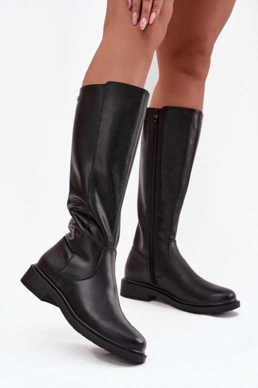 Piel Botas cálidas con tacones anchos Sergio Leone KZ25600-S de color negro Piel Botas cálidas con tacones anchos Sergio Leone KZ25600-S de color negro