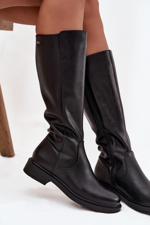 Piel Botas cálidas con tacones anchos Sergio Leone KZ25600-S de color negro Piel Botas cálidas con tacones anchos Sergio Leone KZ25600-S de color negro