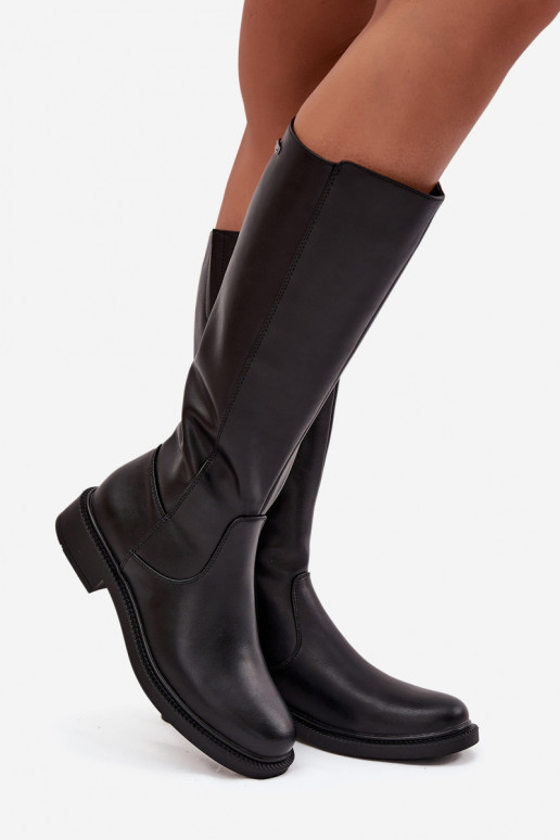 Piel Botas cálidas con tacones anchos Sergio Leone KZ25600-S de color negro Piel Botas cálidas con tacones anchos Sergio Leone KZ25600-S de color negro