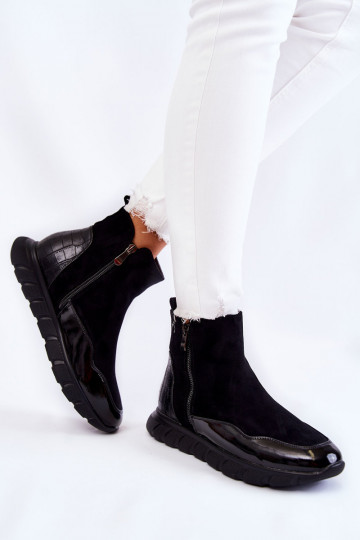 de gamuza Femenino Zapatillas modelo botas de color negro Anita 2