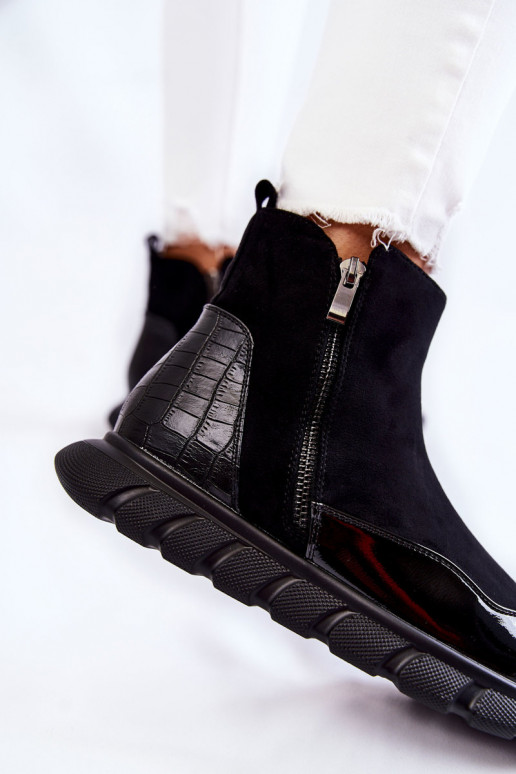 de gamuza Femenino Zapatillas modelo botas de color negro Anita